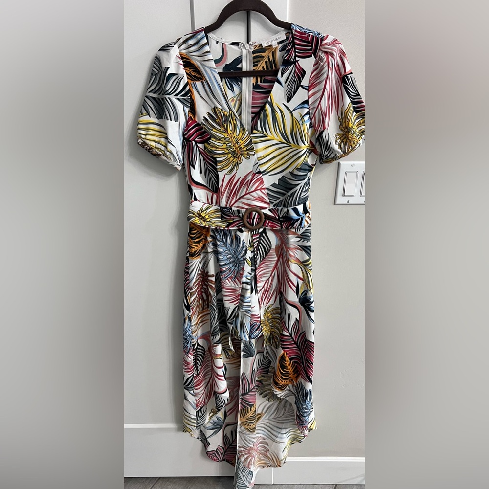 Lulumari Botanical Print Romper Dress With Shorts Women's Small